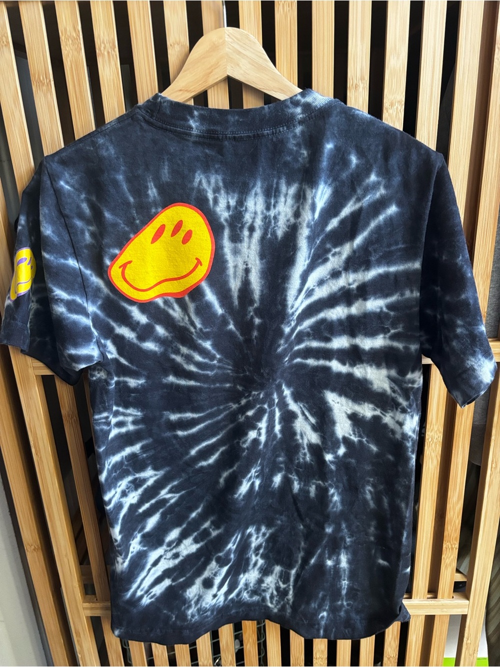 Insomniac Black Tie-Dye Smiley Logo Tee size S